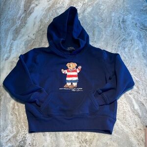 Polo Ralph Lauren Navy Hoodie with Polo Bear Red/White Rugby Shirt Graphic